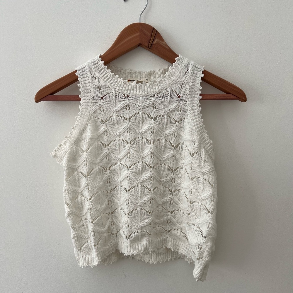 Marine Layer Hazel Cream Crochet Knit Sleeveless Crop Top